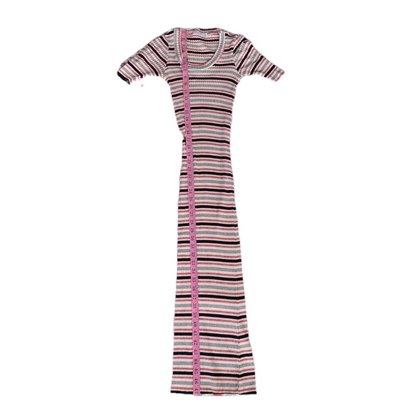 Stateside Red White and Blue Short Sleeved Striped MIDI Maxi Raw Edge He… - Picture 6 of 7